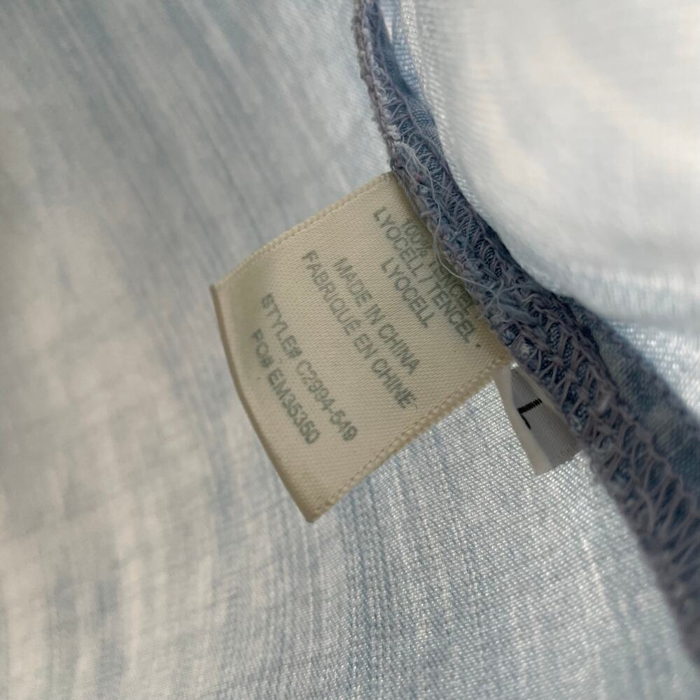 Cloth & Stone Light Chambray Half-Button-Up Roll Tab High-Low Collar Shirt sz L - Picture 5 of 9
